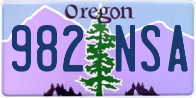 OR license plate 982NSA