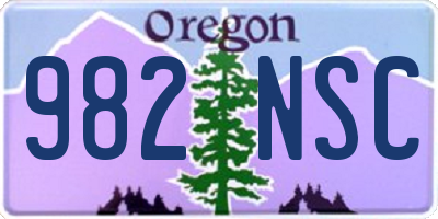 OR license plate 982NSC