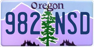 OR license plate 982NSD