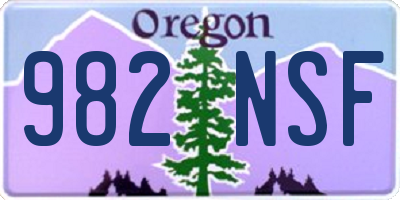OR license plate 982NSF