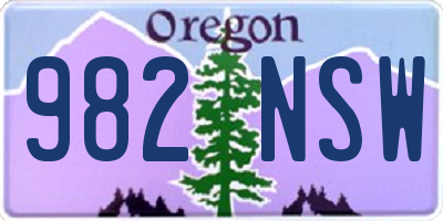 OR license plate 982NSW