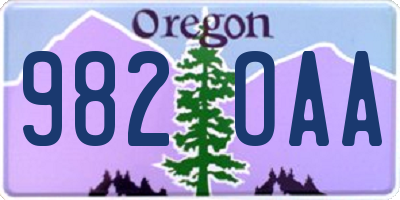 OR license plate 982OAA