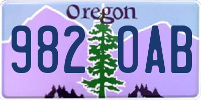 OR license plate 982OAB