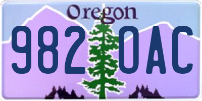 OR license plate 982OAC