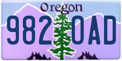 OR license plate 982OAD