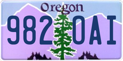 OR license plate 982OAI