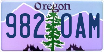 OR license plate 982OAM