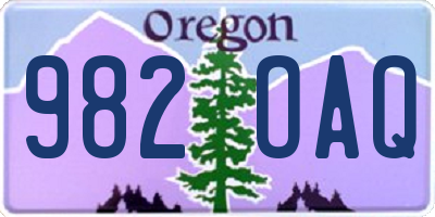 OR license plate 982OAQ