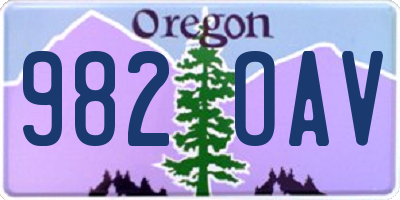 OR license plate 982OAV