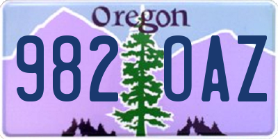 OR license plate 982OAZ