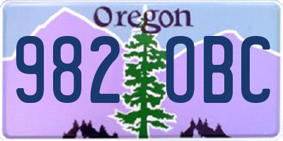 OR license plate 982OBC