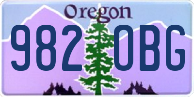 OR license plate 982OBG