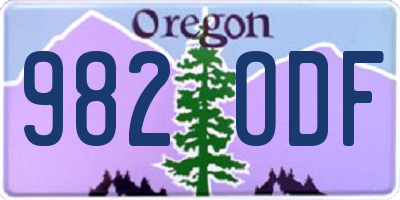 OR license plate 982ODF