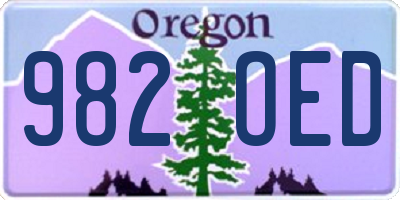 OR license plate 982OED