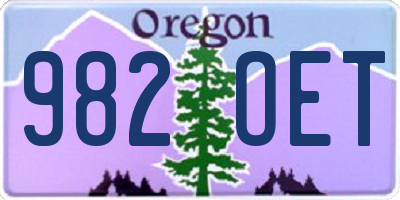 OR license plate 982OET