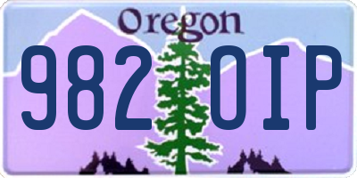 OR license plate 982OIP
