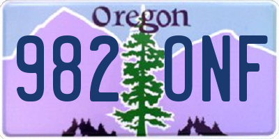 OR license plate 982ONF