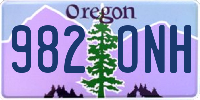 OR license plate 982ONH