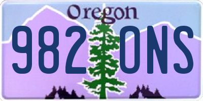 OR license plate 982ONS