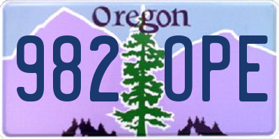 OR license plate 982OPE
