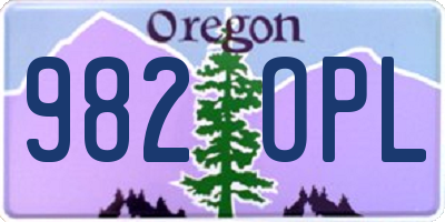 OR license plate 982OPL