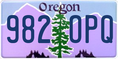 OR license plate 982OPQ
