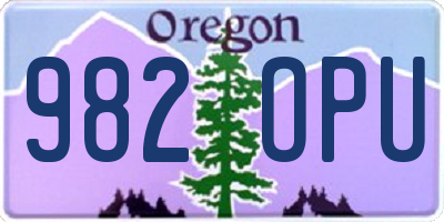 OR license plate 982OPU