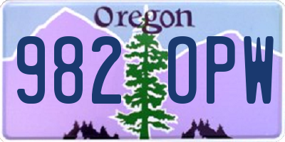 OR license plate 982OPW