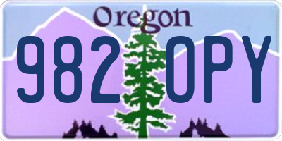 OR license plate 982OPY