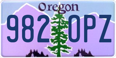 OR license plate 982OPZ