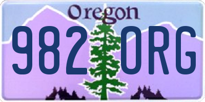 OR license plate 982ORG