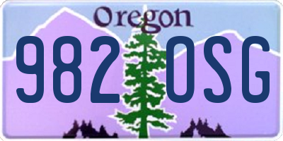OR license plate 982OSG