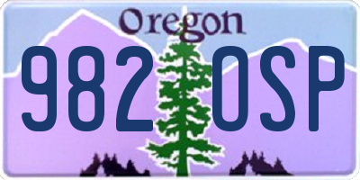 OR license plate 982OSP