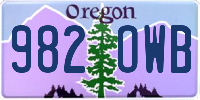 OR license plate 982OWB