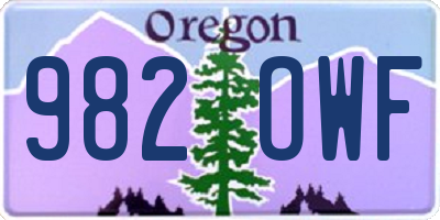 OR license plate 982OWF