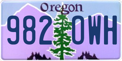OR license plate 982OWH