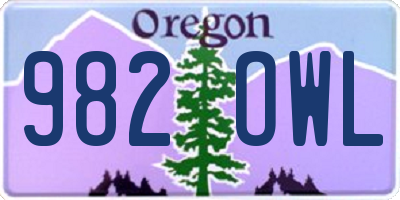 OR license plate 982OWL