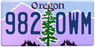 OR license plate 982OWM