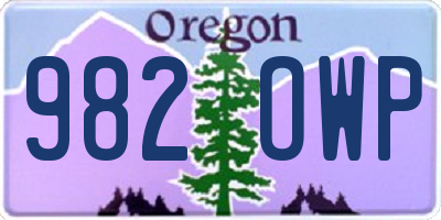 OR license plate 982OWP