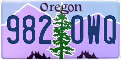 OR license plate 982OWQ