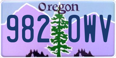 OR license plate 982OWV
