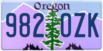 OR license plate 982OZK