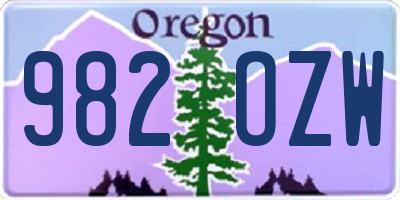 OR license plate 982OZW