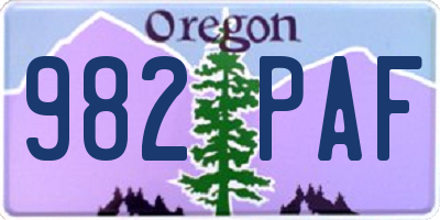 OR license plate 982PAF