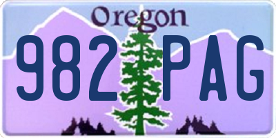 OR license plate 982PAG