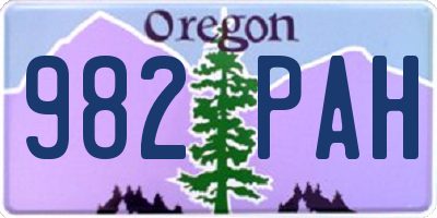 OR license plate 982PAH