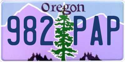 OR license plate 982PAP