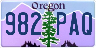 OR license plate 982PAQ
