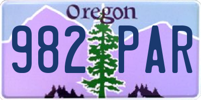 OR license plate 982PAR