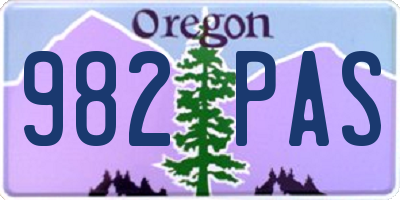 OR license plate 982PAS